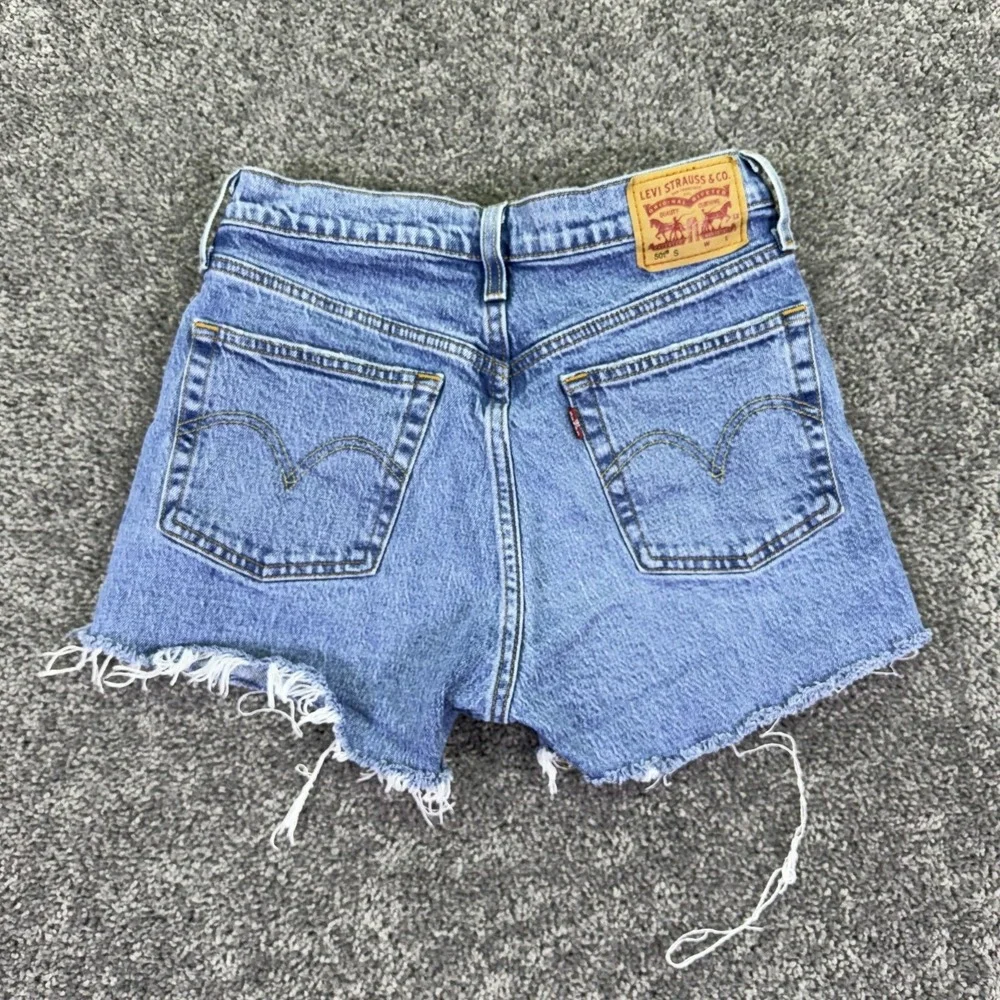 Levis Shorts Womens 27 Blue 501 High Rise Denim Cutoff Frayed Casual Summer